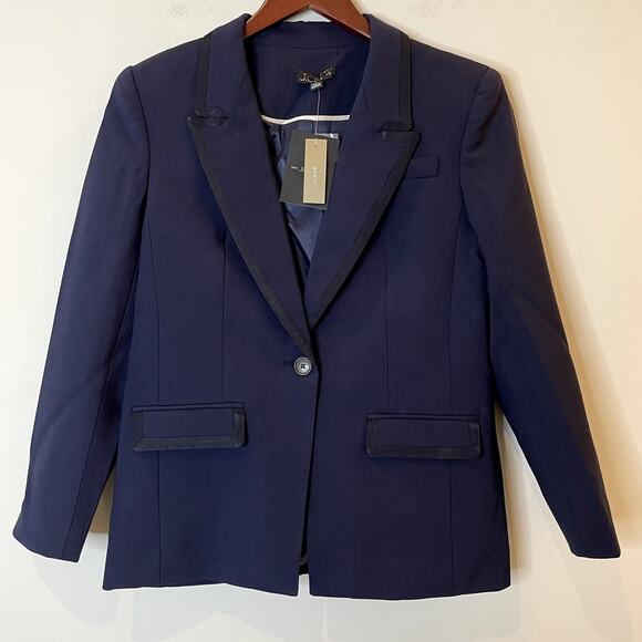 J.Crew Vivienne Blazer Italian Stretch Merino Wool Blend Office Exec CI618 Navy - Picture 3 of 16